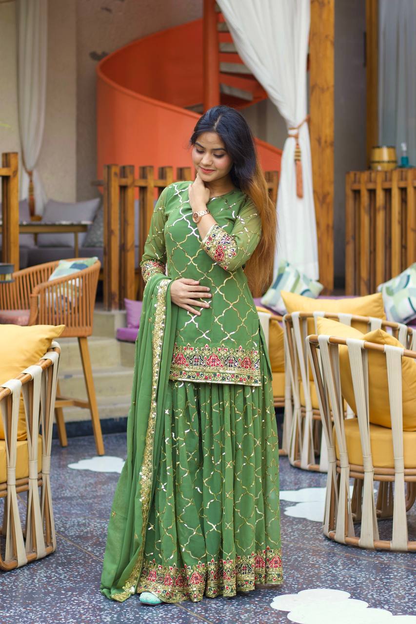 Bridal Sophistication: The Ivory Lattice Ceremonial Gharara